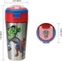 Zak Designs Comics Durable Stainless Steel Straw Bottle with Push-Button Flip Lid Vacuum Insulation Keeps Drinks Cold, BPA-Free, (1PC, 12oz), Marvel Universe