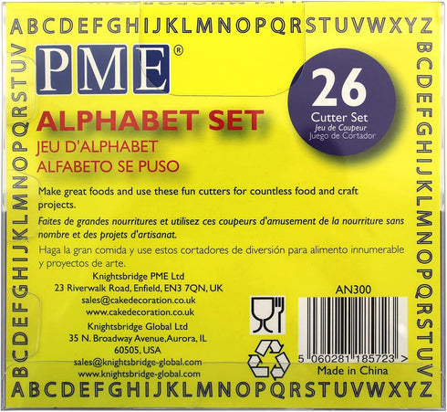 PME Alphabet Cutters, for Sugarcraft and Cake Decorating, Set of 26