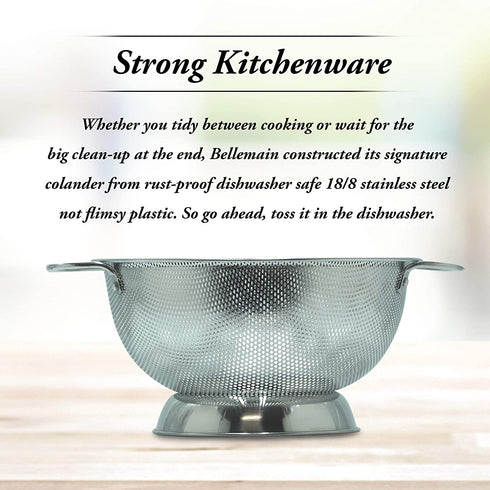 Bellemain Micro-perforated Stainless Steel Colander-Dishwasher Safe (5-Quart)