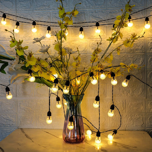 Solar String Lights Outdoor Patio Lights 50 LED 24.6FT Edison Bulbs Globe String Lights with 8 Lighting Modes, Waterproof Hanging Lights for Yard Porch Wedding Party Fence Christmas (Warm White)