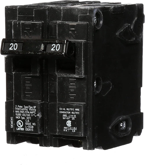 Siemens -HI Q220 20-Amp Double Pole Type QP Circuit Breaker black