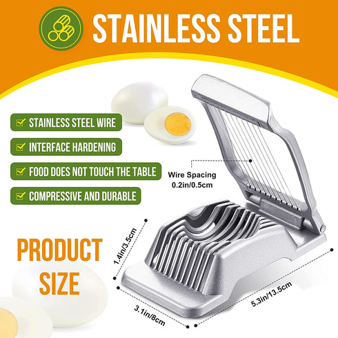 2 Pieces Egg Slicer Hard Boiled Egg Slicer Stainless Steel Wire Egg Slicer Heavy Duty Aluminium Egg Cutter for Egg Strawberry Soft Fruit