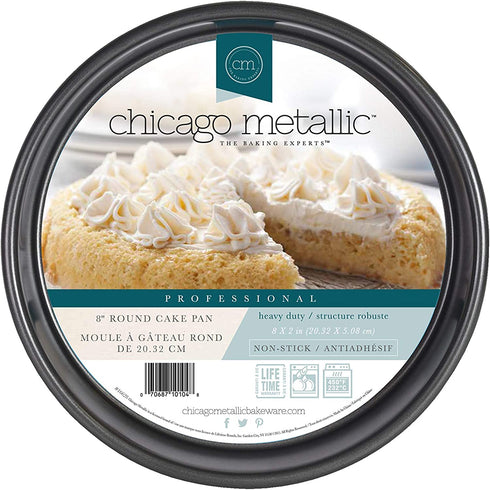 Chicago Metallic Professional Non-Stick Round Cake Pan, Gray,8-Inch