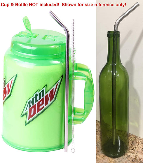 4 JUMBO 14" Stainless Steel 100 oz Straw + 4 Silicone Tips HUGE SUPER LONG Drinking Wide Insulated Whirley Travel Mug FOAM Truck Stop Cup (4 Jumbo Straws)
