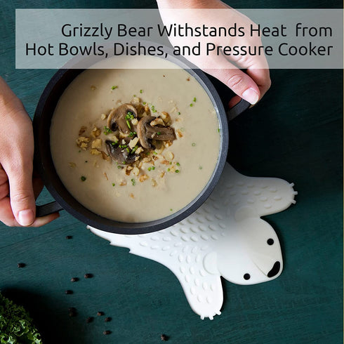 OTOTO Grizzly Bear Trivet for Kitchen Counter- Hot Pot Holder Trivet for Table- BPA-Free Hot Pads for Kitchen Counter - Heat Resistant Silicone Trivet, Hot Plate Mat for Pots, Pans, Hot Dishes