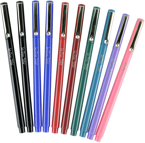 UCHIDA LePen Porous Point Pen, 12 Count (Pack of 1), Black, Blue, Red, Green, Pink, Lavender, Burgundy, 10
