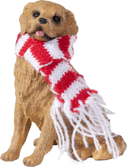 Sandicast Golden Retriever with Red and White Scarf Christmas Ornament