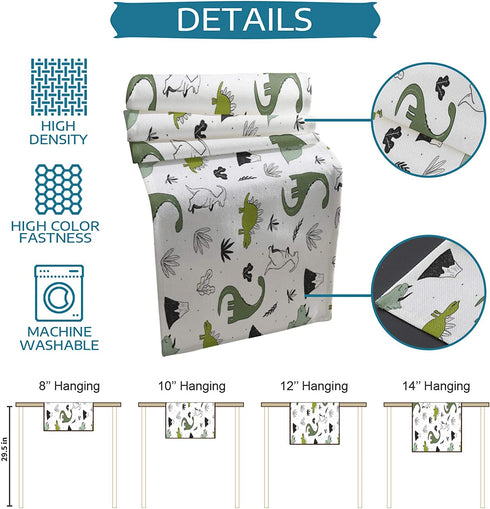 WARM TOUR Dinning Table Runners Cartoon Jurassic Age Drawing Dinosaur Table Cloth Setting Cute Wildlife Dino Animal Decorative Dresser Scarf for Kitchen Farmhouse Holiday Party Wedding