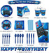 DECORLIFE Video Game Party Supplies Serves 24, Complete Gamer Party Supplies Includes Tablecloth, Popcorn Boxes, Blue, Total 200pcs for Boys Birthday