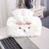 SQUISHY DOT Tissue Holder Decorative, Cute Tissue Box Cover, Fluffy Plush Cover, Home décor, Office Desk Decoration, car Accessories, Bunny, Rabbit (White, Fluffy Rectangle)