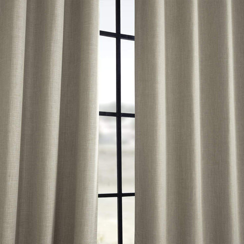 HPD Half Price Drapes Grommet Faux Linen Room Darkening Curtain (1 Panel) 50 X 120, BOCH-LN1857-120-GR, Oatmeal