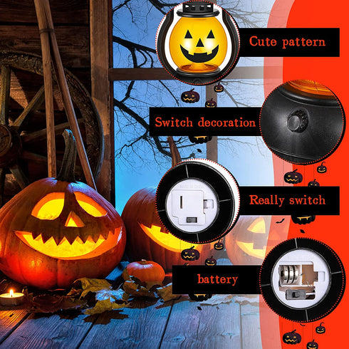 6 Pieces Halloween Pumpkin Lamp Lantern Halloween Pumpkin Lights Led Night Light with Battery for Ghost Party Home Outdoor Yard Decor