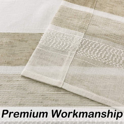 Central Park Black and White Kitchen Window Curtain Valance Vertical Stripe Sheer Boucle Linen Window Curtain, Living Room Decorative Rod Pocket (54" W x 15" L) Rustic Living Panels