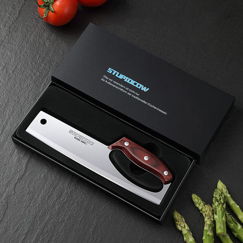 STUPIDCOW Kitchen Knife, 9 Inch Chef Knife, Sharp Cooking Knife in German High Carbon Stainless Steel with Ergonomic Handle