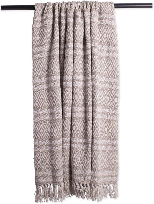 DII Rustic Farmhouse Cotton Adobe Stripe Blanket Throw with Fringe for Chair, Couch, Picnic, Camping, Beach, & Everyday Use, 50 x 60