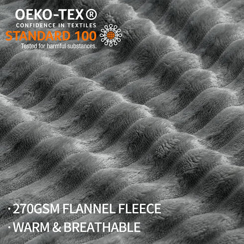 RECYCO Fleece Throw Blanket for Couch, Super Soft Cozy Blanket Throw for Bed Sofa 50"x60", Grey