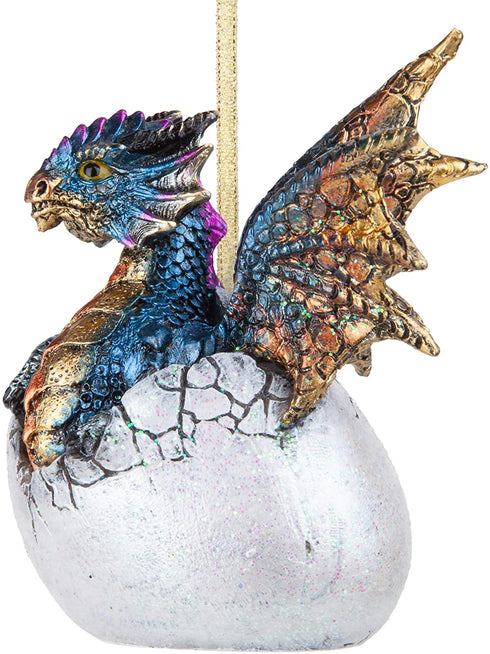 Design Toscano Hard Boiled Dragon Hatchling Holiday Ornament, 3.5", Full Color