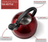 Diamond Home 2.5 Liter Stainless Steel Whistling Tea Kettle - Modern Stainless Steel Whistling Tea Pot for Stovetop with Cool Grip Ergonomic Handle - Red