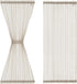 FMFUNCTEX French Door Panel Curtains Window 40" Natural Flax Blend Small Sheer Glass Door Curtain 52" Wide Half Short Curtain with Tiebacks for Patio Glass Doors Set of 2