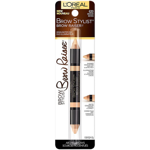 L'Oreal Paris Cosmetics Stylist Brow Raiser Highlighter Duo, Medium, 0.16 Ounce