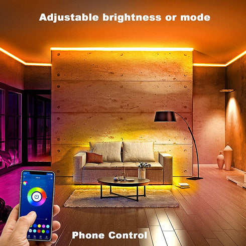 PHOPOLLO Led Lights 50ft for Bedroom Smart Work with Music sync Color Changing Led Tape 24 Key Remote Flexible 5050 Led Ribbon