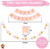 Baby Girl First Birthday Decorations - 1st Birthday Girl Decoration Pink Gold Party Supplies - Happy First Birthday Banner, Number 1 Balloon and Crown, Balloon Arch, High Chair Banner, ONE Cake Topper