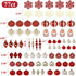 Homde Christmas Balls Ornaments 77ct (5.12inch -1.57inch) Includes Santa Claus Snowflakes for Xmas Tree Shatterproof Christmas Tree Decorations with Hanging Rope (Red & Gold) - Decoway Series
