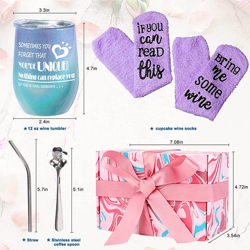 Valentines Day Gifts for Her, Insulated Wine Tumbler Birthday Gifts for Women, 12oz Stainless Stell Wine Tumbler with Sayings for Women, Sister, Mom, Friends, Wife, Grandma