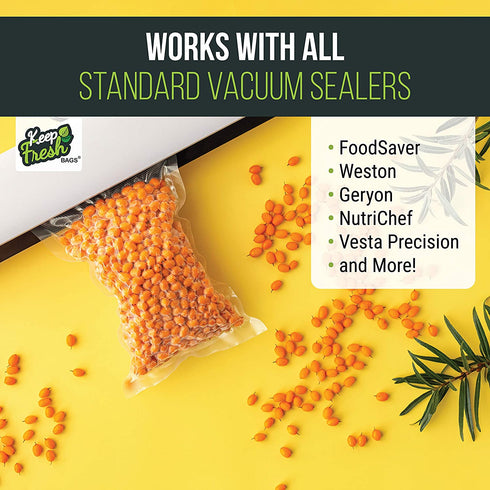 Keep Fresh Food Vacuum Sealer Rolls (11" x 50', 2 Rolls), 3.5mil Food Storage Bags for Sous Vide and Freezer Storage, Food Saver Rolls (100 Feet)