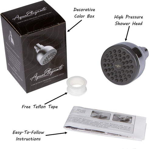 3 Inch High Pressure Shower Head - Best Pressure Boosting, Wall Mount, Bathroom Showerhead For Low Flow Showers, 2.5 GPM - Chrome