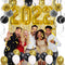 Graduation 2022 Party Supplies Black, Gold Happy Large Balloons Decorations Photo Backdrop and New Years Decor Accessories Kit Golden Fringe Curtain Glitter Banner with Pompoms Ornament Senior College