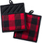 DII Buffalo Check Kitchen Collection, Classic Farmhouse Kitchen Set, Potholder, Red & Black, 2 Piece