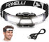 Foxelli Wide Beam Headlamp – USB Rechargeable LED Head Lamp Flashlight, Ultra Bright, 210° Wide Illumination, Low Profile, 14 White LEDs, Waterproof, Lightweight & Comfortable Headlight