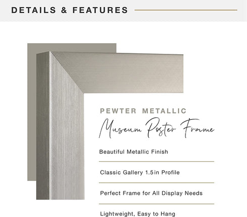 MCS Museum Poster Frame, Pewter, 11 x 17 in, Single