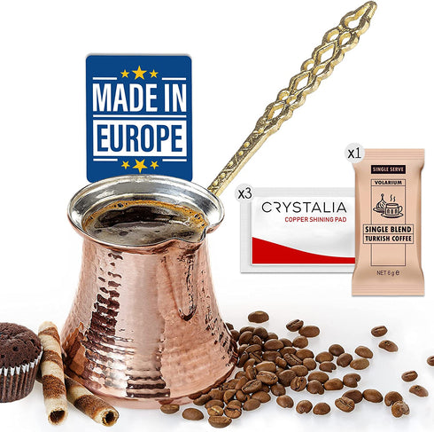 Turkish Coffee Pot, Greek Arabic Coffee Maker, Hammered Copper Coffee Cezve, Copper Pot, Stove Top Coffee Maker, Large 14.4 fl oz Capacity