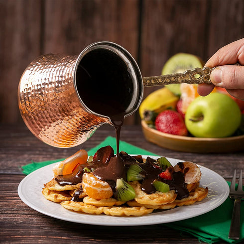 Turkish Coffee Pot, Greek Arabic Coffee Maker, Hammered Copper Coffee Cezve, Copper Pot, Stove Top Coffee Maker, Large 14.4 fl oz Capacity