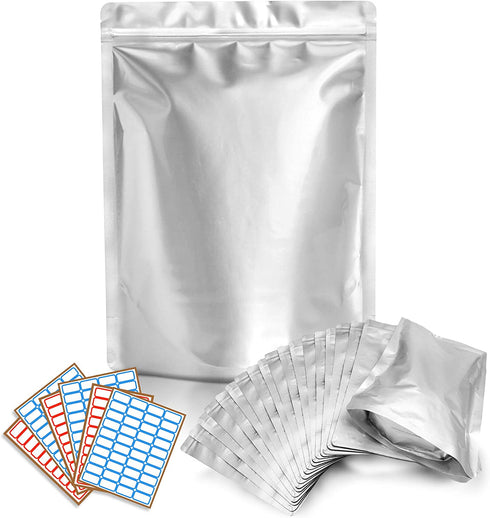 ProPremium 50 Mylar Bags 1 QUART - Thick 7.4 Mil - 7"x10" Airtight Vacuum Sealing Sealable Mylar Bags for Long Term Food Storage - Odor Free Heat Resistant - Light and Moisture Proof Fresh Saver Packs