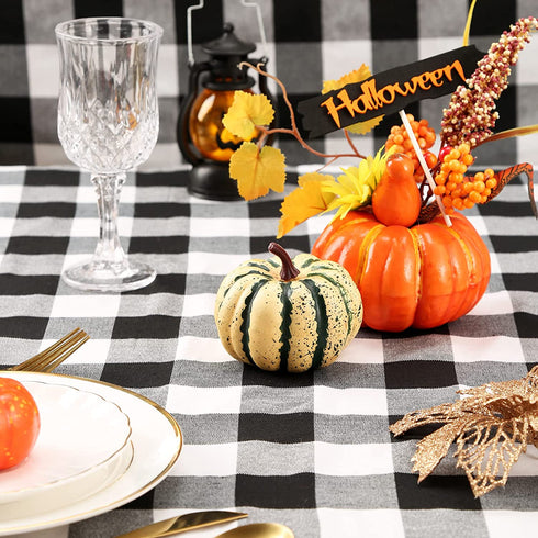 Black and White Plaid Tablecloth 56x120 Inch Buffalo Check Table Cover Farmhouse Table Cloth for Spring Theme Farmhouse Party Decoration