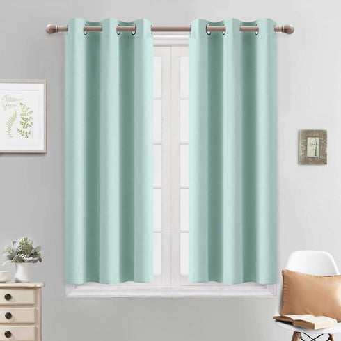 Yakamok Blackout Curtains for Bedroom?Thermal Insulated Room Darkening Drapes for Living Room, Set of 2 Panels (Aqua,38 x 45Inch)