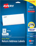 Avery Return Address Labels with Sure Feed for Inkjet Printers, 2/3" x 1-3/4", 1,500 Labels, Permanent Adhesive (8195), White