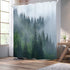 Homewelle Forest Shower Curtain Men 60Wx72H Foggy Mountain Pine Tree Woodsy Cloudy Masculine Landscape Green Nature Rustic Scenic Woodland Misty Rainforest Waterproof Polyester Fabric Bathroom Bathtub