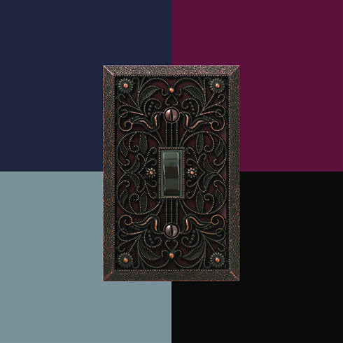 AMERELLE 65RDB Filigree Wallplate, 1 Rocker, Cast Metal, Aged Bronze, 1-Pack, Double Toggle