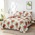 Flower Quilt Set Full/Queen Size ,3 Pcs Poinsettia Floral Quilts Lightweight Reversible Red Christmas Flower Bedspread Coverlet New Year Holiday Bedding with Pillow Shams