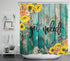 LB Rustic Sunflower Shower Curtain, Modern Farmhouse Yellow Floral Funny Quotes Get Naked Shower Curtains, Country Style Vintage Flower Wooden Boards Bathroom Curtains Set with Hooks, 72X72 Inches