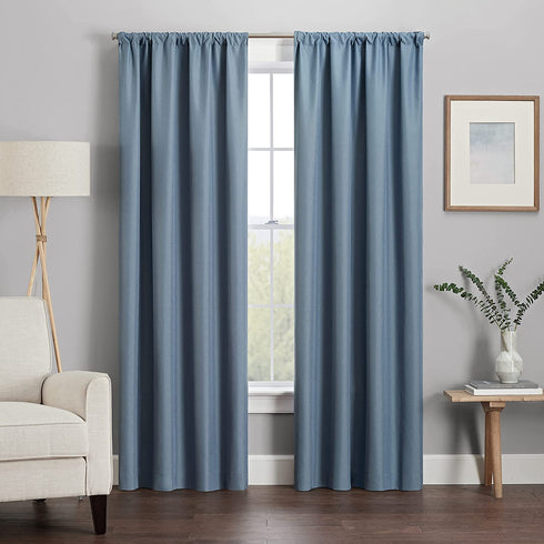 ECLIPSE Kendall Modern Blackout Thermal Rod Pocket Window Curtain for Bedroom or Living Room (1 Panel), 42" x 95", Slate