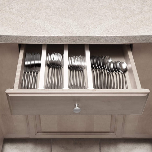 Rapturous 3 Pack Kitchen Drawer Divider - 2.5 Inch High and Expands from 13-22 Inch Adjustable Utensil Drawer Organization - Use for cutlery Silverware flatware and Bedroom, Bathroom or Office Drawers