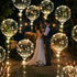 6 Sets Warm LED Light Up BoBo Balloons, 24 Inch Transparent Balloons with 10 Feet LED Warm String Lights, 9 Clear Bobo Balloons and 3 Levels Flashing LED String Lights for Christmas Wedding Party