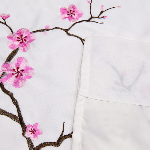 Home Soft Things Cherry Blossom Embroidery Valance Pink, 60" x 19", Scalloped Flower Floral Thermal Insulated Window Curtain Valance Thick Drapes for Bedroom Decor with Rod Pocket, Set of 1 Panel