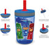 Zak Designs Kelso Tumbler 2pc Set, Leak-Proof Screw-On Lid with Straw Made of Durable Plastic and Silicone, Perfect Bundle for Kids, 15 oz, PJ Masks Catboy Owlette Gekko