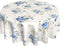 Spring Summer Blue Floral Tablecloth Round 60 Inches Elegant Watercolor Flower Tablecloth Polyester Washable Table Cover Table Cloth for Kitchen Dining Room Outdoor Picnic Patio Party